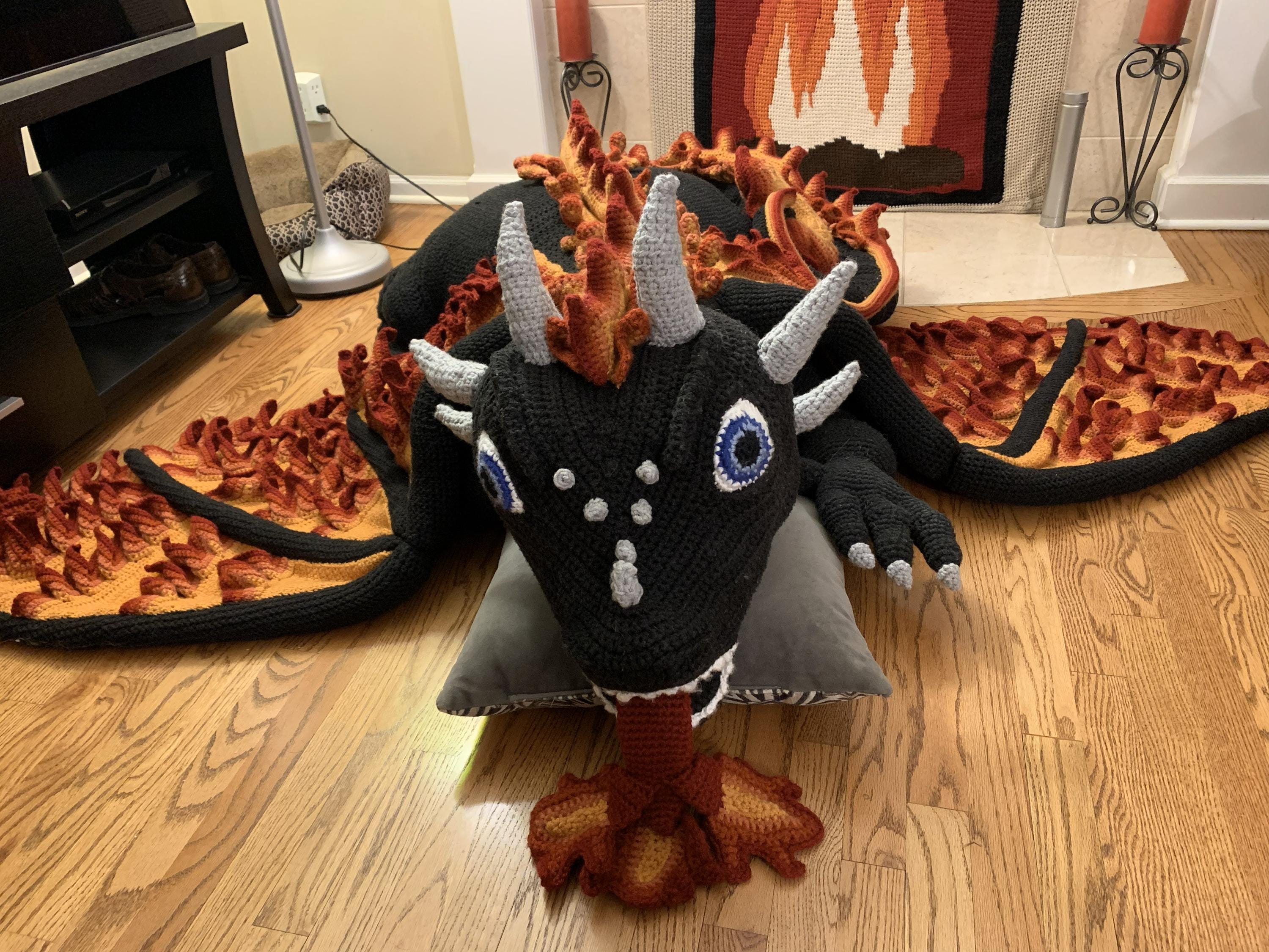 Torch the Fiery Dragon - Crochet life size dragon