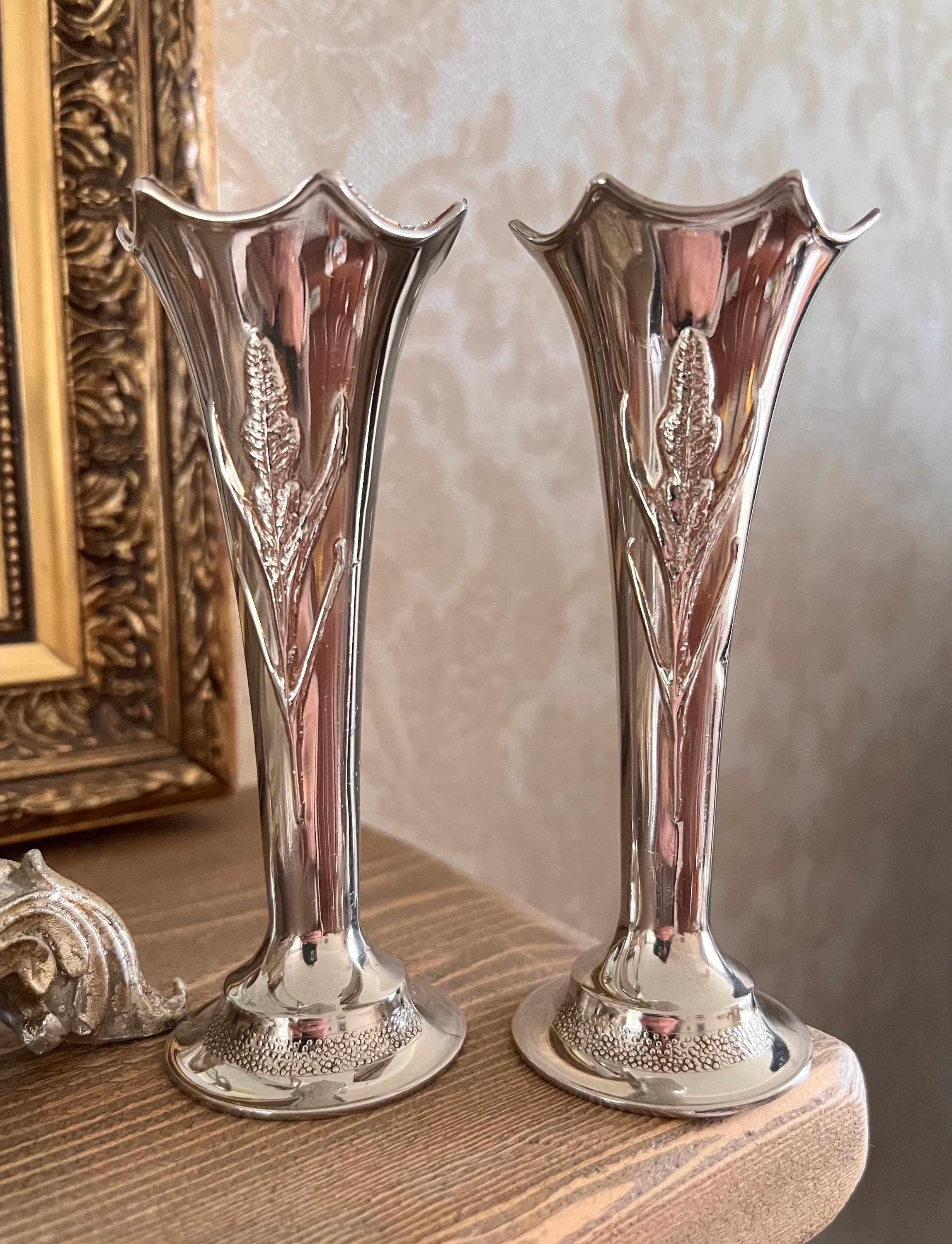 Antique silver floral vase - Etsy 日本