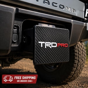 TRD PRO Hitch Cover | 2 INCH Trailer Hitch Plug | Fits Toyota Tacoma, Tundra, 4Runner, Sequoia | Carbon Fiber Style