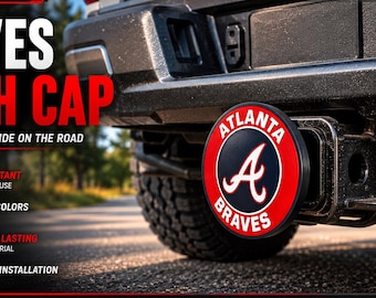 Atlanta Brave Hitch Cover | 2 inch Trailer Hitch Cap | MLB Inspired Truck Accessory | UV Resistant Hitch Plug | Gift for Baseball Fans