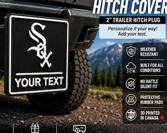 Personalized Chicago White Sox Hitch Cover | Custom 2 inch Trailer Hitch Cover | MLB Hitch Receiver Plug | Truck Accessory Gift
