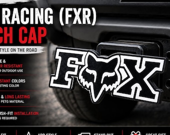 Fox Racing FXR Hitch Cap | 2 Inch Trailer Hitch Cover | Truck Hitch Receiver Plug | Off Road Truck Accessory | 3D Printed PETG