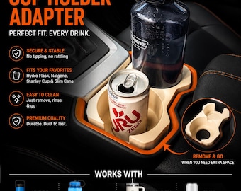 RAV4 Cup Holder Adapter 2019-2025 | Hydro Flask, Nalgene & Stanley Cup Compatible | Toyota RAV4 Cup Holder Insert