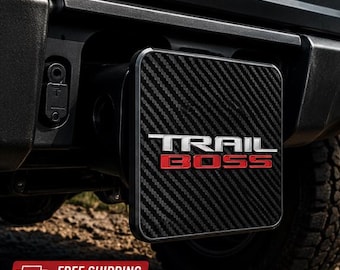 Trail Boss Hitch Cover | 2 INCH Trailer Hitch Plug | Carbon Fiber Style | Silverado Trail Boss |