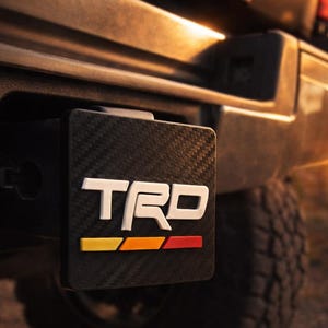 Toyota TRD Hitch Cover | 2 inch trailer Hitch Plug | Fits Tacoma, Tundra, 4Runner & Sequoia | Carbon Fiber Style