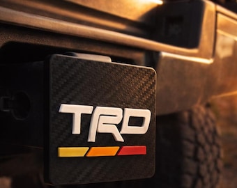 Toyota TRD Hitch Cover | 2 inch trailer Hitch Plug | Fits Tacoma, Tundra, 4Runner & Sequoia | Carbon Fiber Style