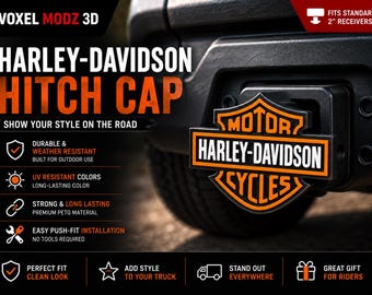 Harley-Davidson Hitch Cap | 2 Inch Trailer Hitch Cover | Motorcycle Hitch Receiver Cover | Truck Hitch Accessory | Biker Gift