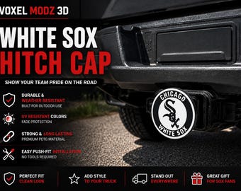 White Sox Hitch Cover | 2 inch Trailer Hitch Cap | MLB Inspired Truck Accessory | UV Resistant Hitch Plug | Gift for Baseball Fans