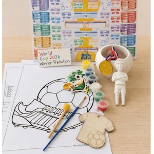 World Cup 2026 Craft Kit for Kids | Football Activity Pack | Prediction Chart, Colouring Pages & Paint Your Own Football Crafts | Screen Fre