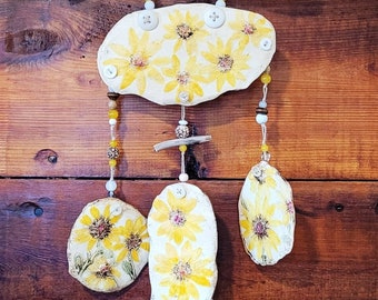 Sunflower Mobile Hanging Clay Art