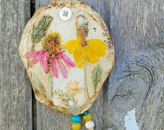 Grass Withers Flowers Fade Handmade Wildflower Clay Ornament by Jodene Shaw