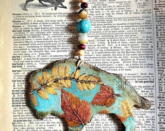 Buffalo Fall Leaves Decor Autumn Ornament Bison Sky Blue