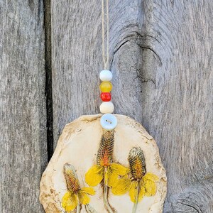 Triple Yellow Coneflower Handmade Clay Ornament by Jodene SHaw image 3