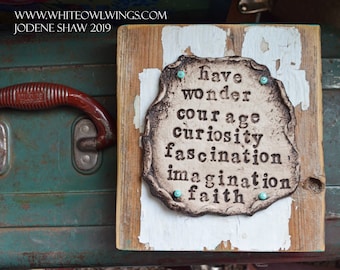 Inspirational Clay & Reclaimed Wood Sign: Handmade Rustic Decor