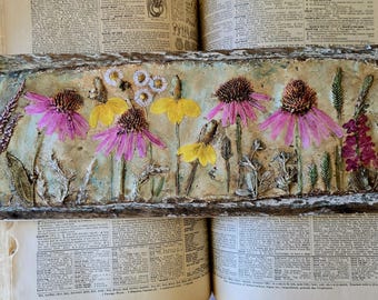 Wildflowers of the Prairie clay floral casting wall hanging art by Jodene Shaw