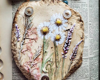 South Dakota Prairie Mixed Wildflower Clay Ornament by Jodene Shaw