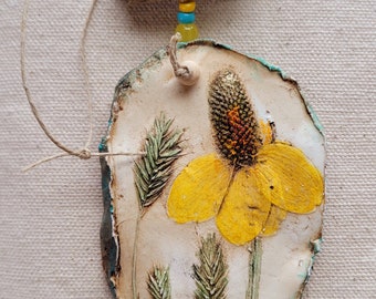 Lone Yellow Prairie coneflower Handmade Clay Ornament