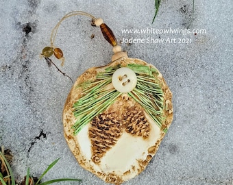 Handmade Pine Cone Clay Ornament: Cabin Christmas Decor