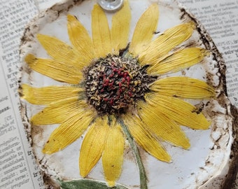 Yellow Sunflower Clay Ornament