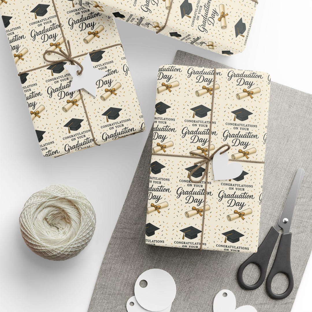 Graduation Caps and Diplomas Wrapping Paper | Graduation Gift Wrap - Etsy