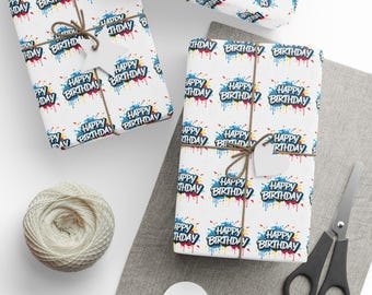 Happy Birthday Burst Wrapping Papers | Colorful Confetti Pattern