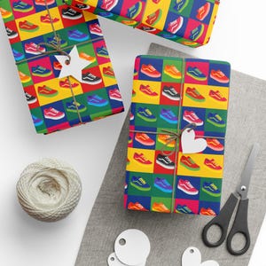 Colorful Pop Art Sneakers Wrapping Paper | Shoe Pattern Gift Wrap