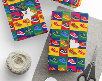 Colorful Pop Art Sneakers Wrapping Paper | Shoe Pattern Gift Wrap