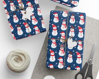 Snowman Pattern Wrapping Paper | Christmas Holiday Gift Wrap