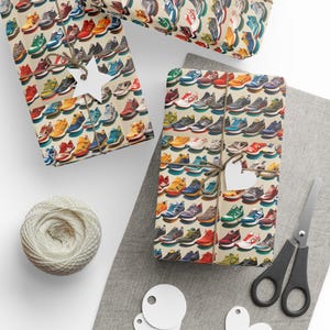 Running Shoes Pattern Gift Wrap – Colorful Birthday Holiday Wrapping Paper