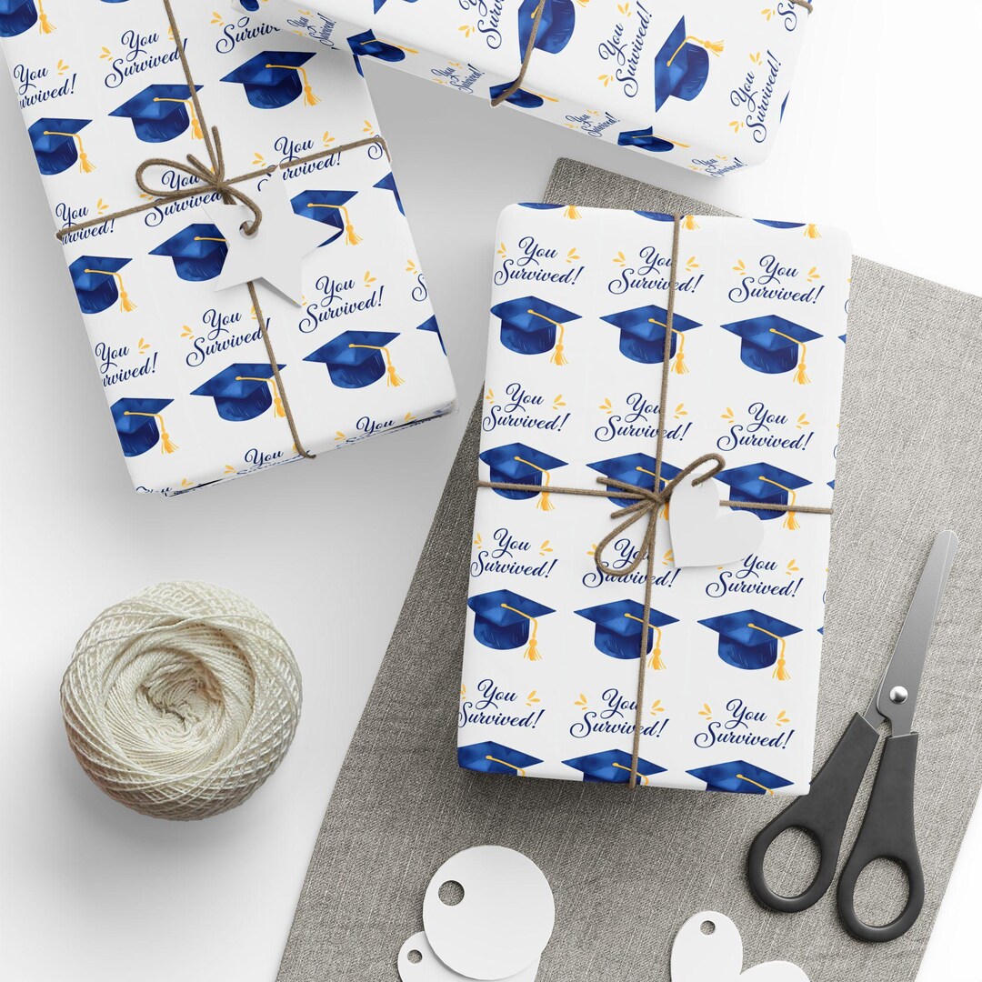 Graduation Cap and Diploma Wrapping Paper | Graduation Wrapping Papers ...