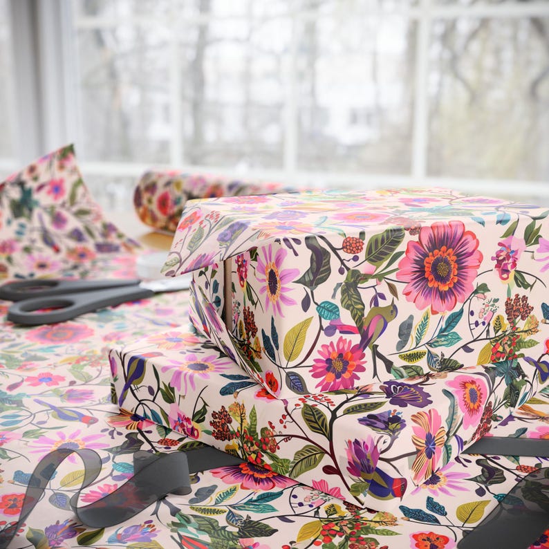 Floral Gift Wrapping Paper, Eco-Friendly 90gsm Fine Art Paper image 4