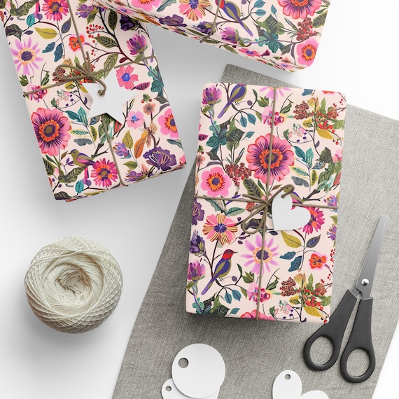 Floral Gift Wrapping Paper, Eco-Friendly 90gsm Fine Art Paper