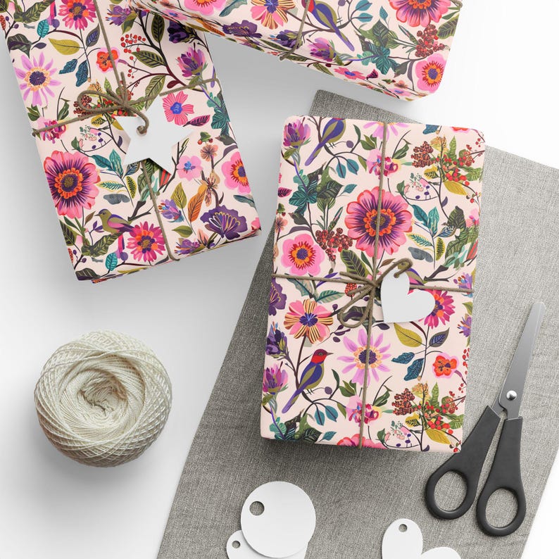 Floral Gift Wrapping Paper, Eco-Friendly 90gsm Fine Art Paper image 1