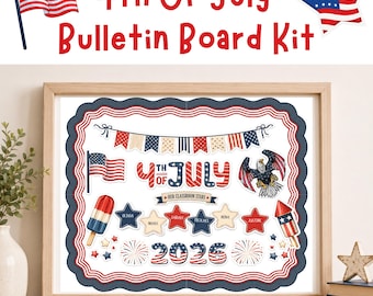 4th of July Bulletin Board Kit, Patriotic Classroom Decor 2026, Independence Day Door Display, Summer Classroom, Editable Student Name Stars