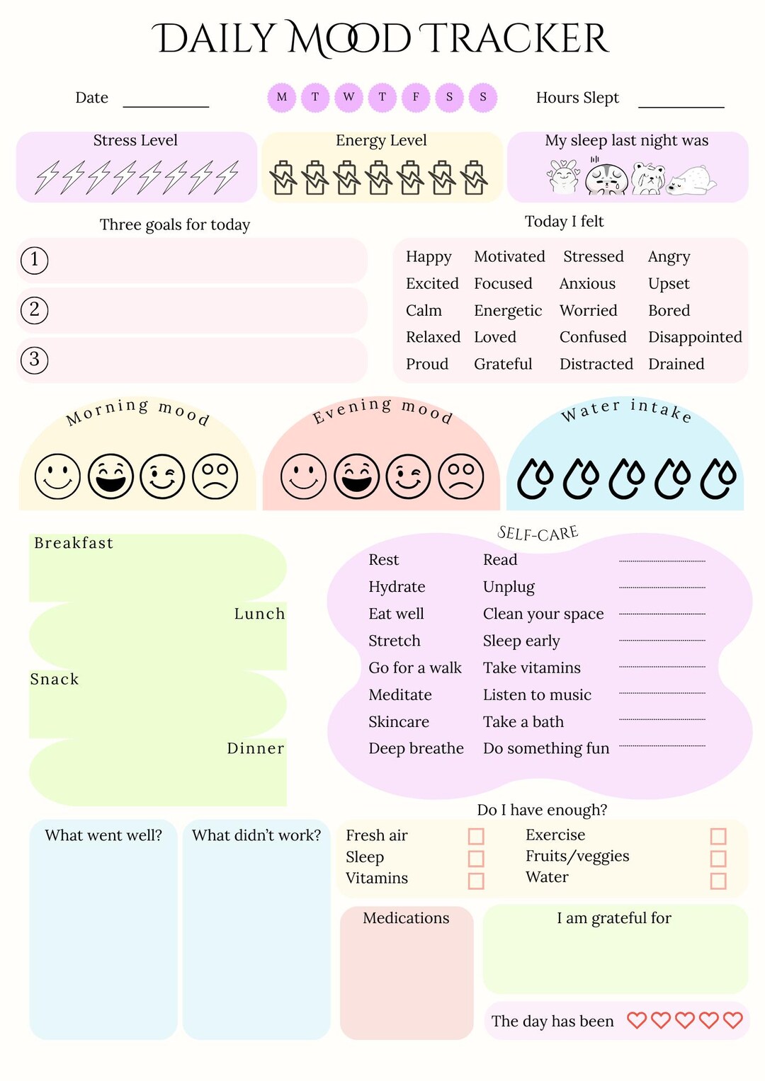 Printable Daily Mood Tracker | Mental Health Journal (A4/US Letter PDF ...