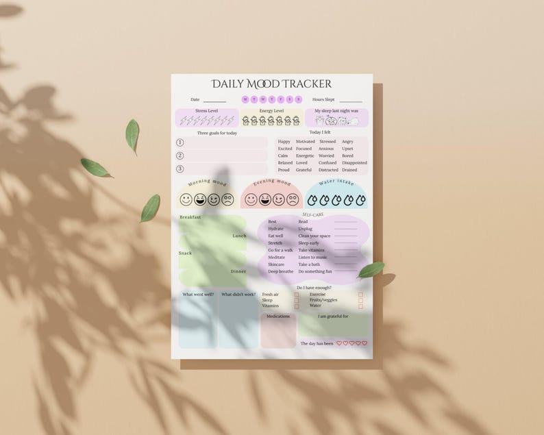 Printable Daily Mood Tracker | Mental Health Journal (A4/US Letter PDF ...