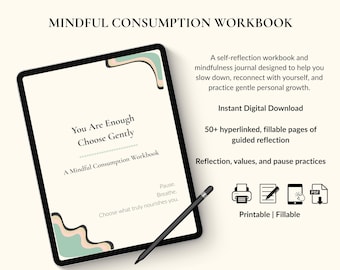 Quaderno di autoriflessione in formato PDF / Diario di consapevolezza per chiarezza e calma / Crescita personale stampabile / Download digitale