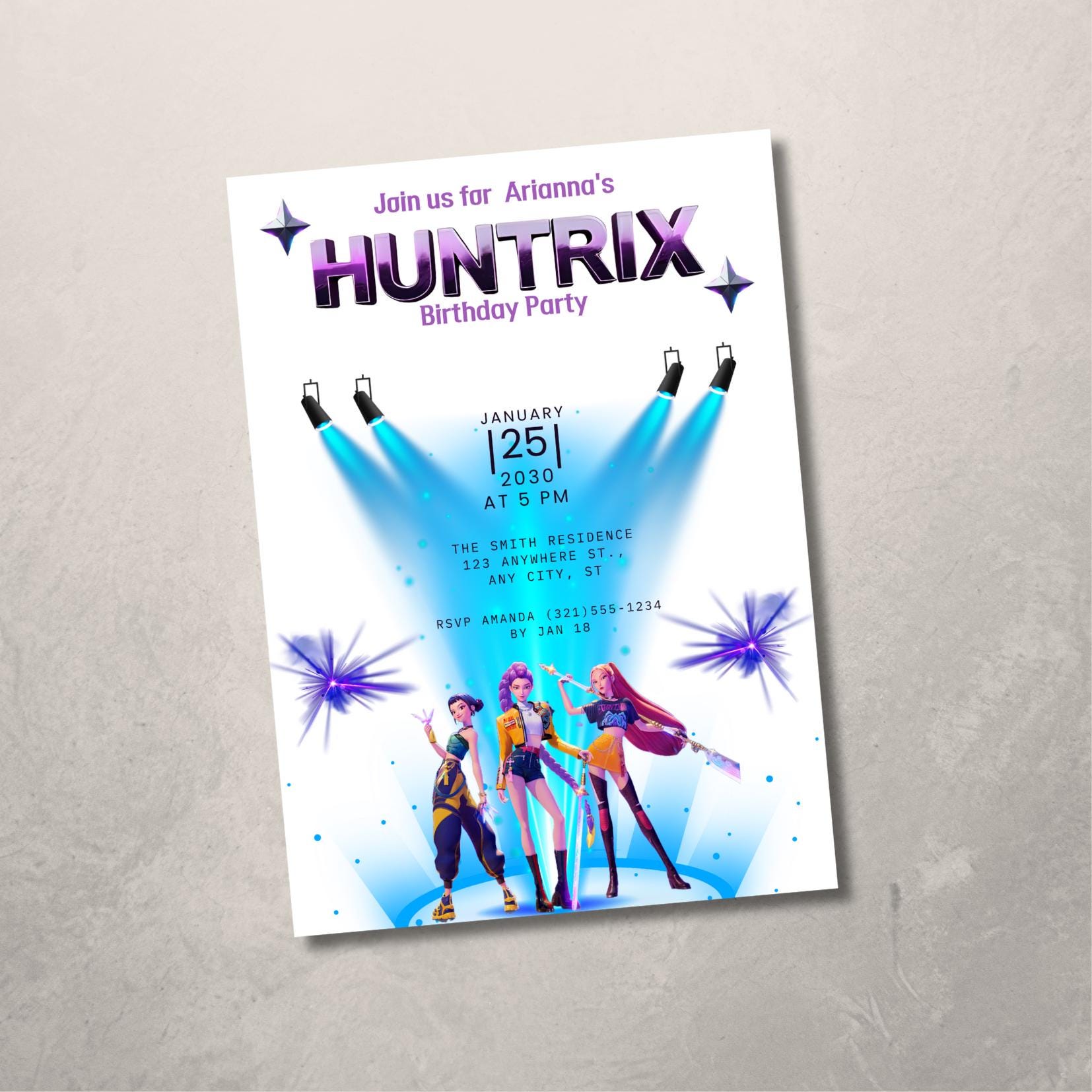 Huntrix Birthday Invitation K pop Party Invite Editable Canva huntrix-birthday-invitation-k-pop-party-invite-editable-canva