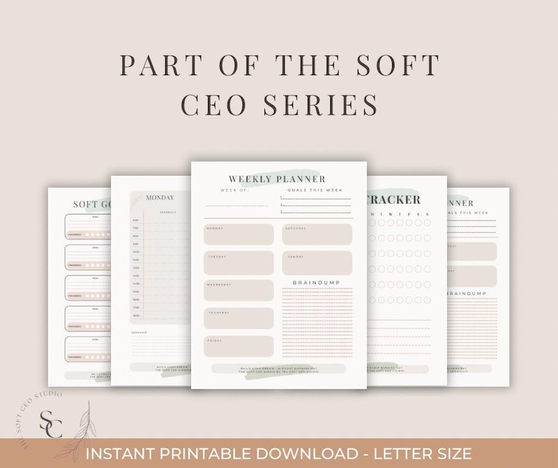 Soft CEO Weekly Planner Printable Feminine Productivity Planner Weekly ...
