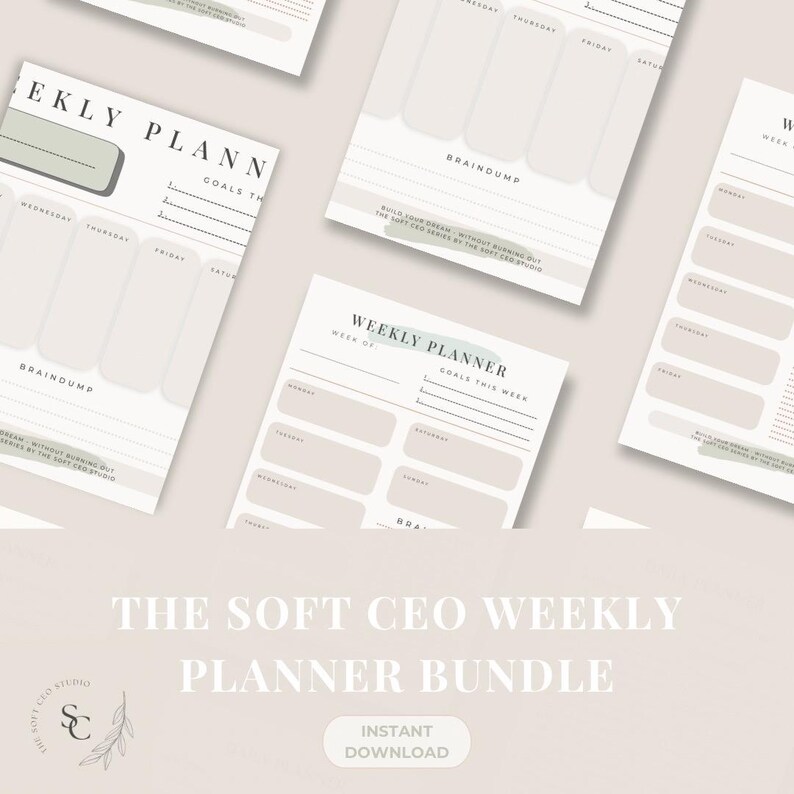 Soft CEO Weekly Planner Printable Feminine Productivity Planner Weekly ...