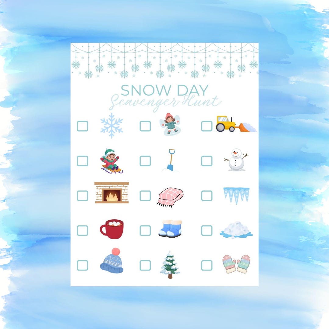 Snow Day Scavenger Hunt for Kids Winter Indoor Activity Game Classroom ...