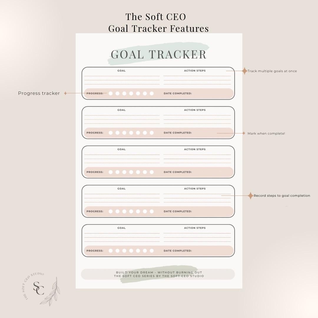 Tracker Ceo Soft CEO Goal Tracker Printable Planner Goal Tracker Feminine ...