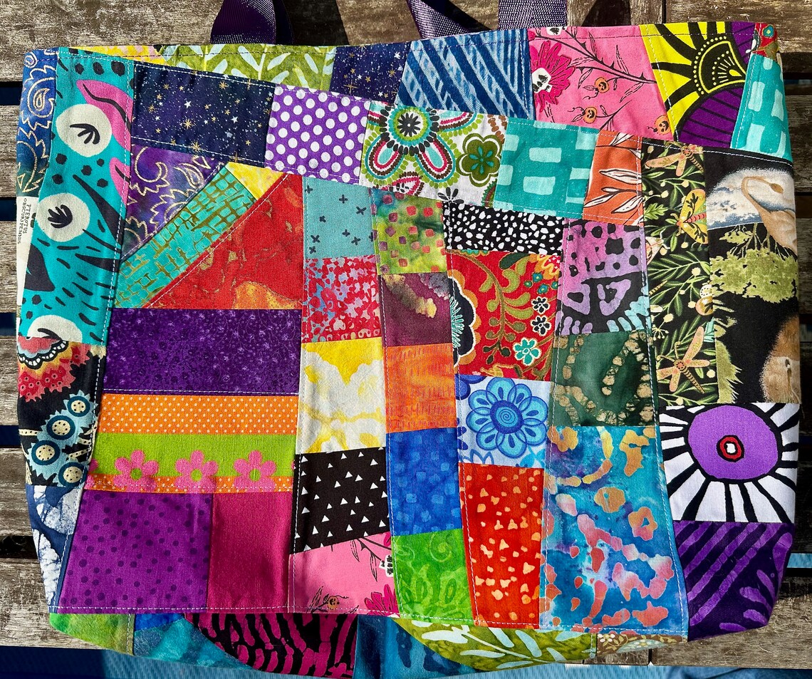 Patchwork Tote Bag, Crazy Quilt Tote Bag, Zipper Tote Bag - Etsy