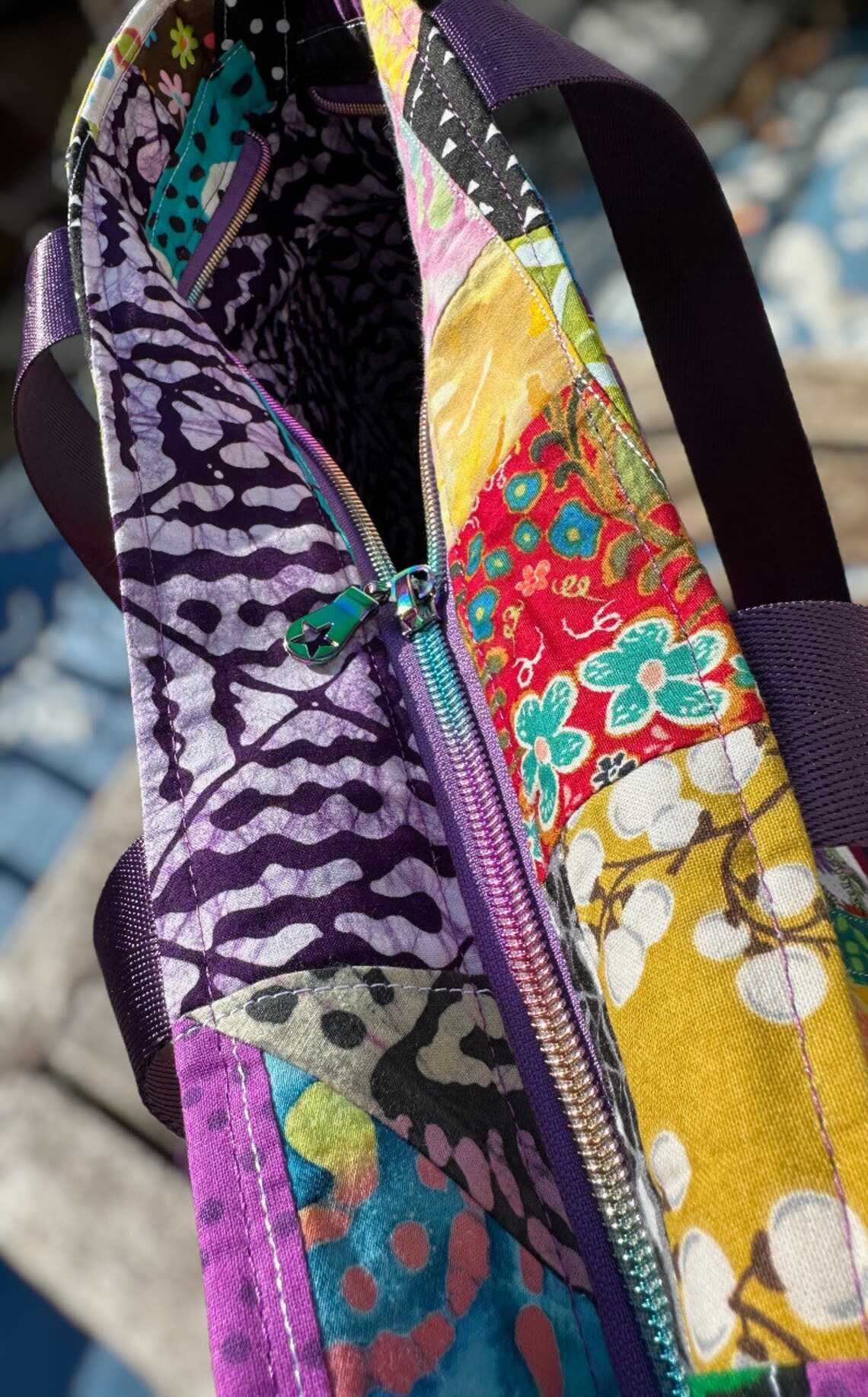 Patchwork Tote Bag, Crazy Quilt Tote Bag, Zipper Tote Bag - Etsy