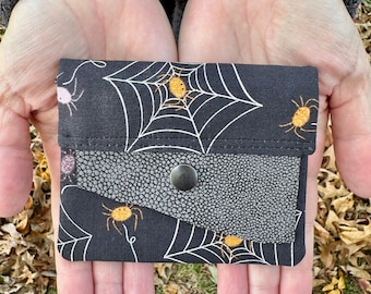 Black spiderwebs Minimalist wallet, slim wallet, small wallet, mini wallet, Noodlehead wallet, card wallet