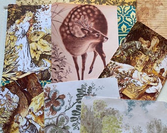 Forest Romance, Real Pages Shipped to you, Ephemera for Junk Journaling, Curated Set, Real Physical Item, Images for Journaling, 40+ items
