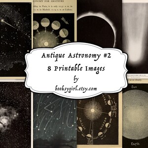 Antique Astronomy Printables: Eclipse & Meteor Images (Digital Download)