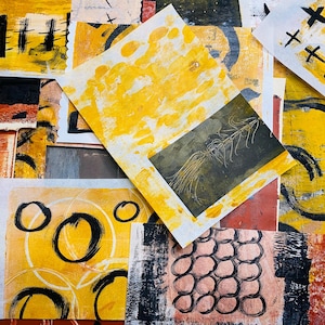 Hand Painted Collage Paper Pack: Mixed Media Junk Journal Ephemera