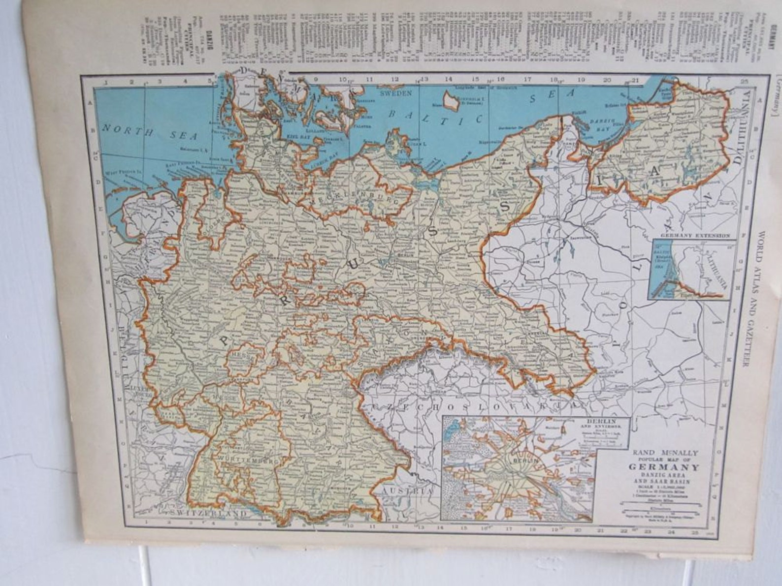 Germany Map 1930's Germany Vintage Germany Map Orange  Etsy