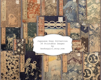 Japanischer Hund: Antike Junk Journal Seiten (Digitaler Download)